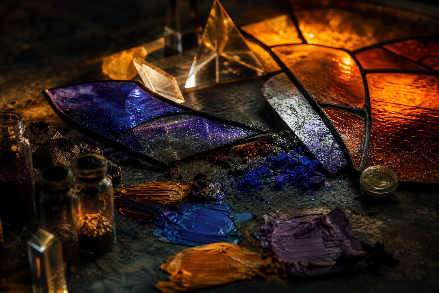 Experimentele materialen - glas, verf en licht in het atelier